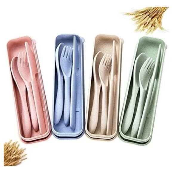 Unbranded Other - Portable Cutlery, Wheat Straw Cutlery, Spoon Knife Fork Tableware set